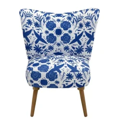 Discount Polstersessel blau weiß Milan Polstermöbel|Wohnzimmer Sessel