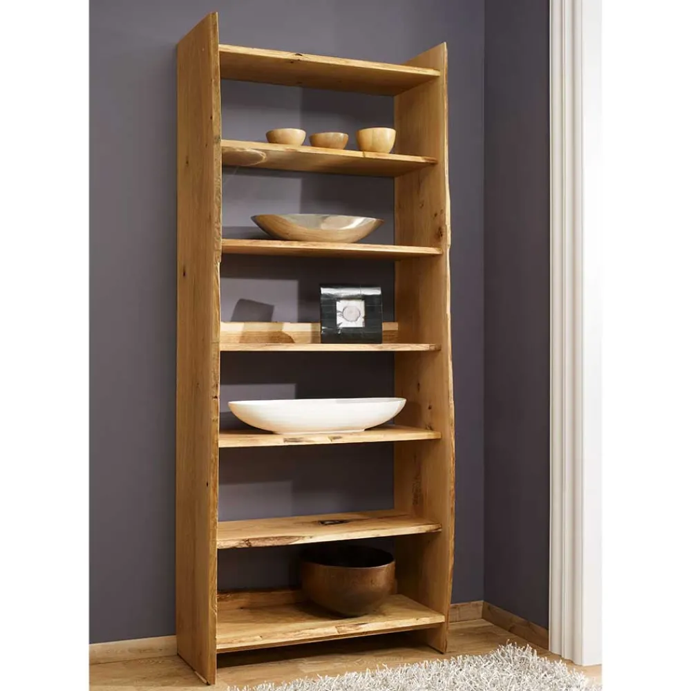 Best Regal mit Baumkanten Foresta Wohnzimmerregale|Massivholzregale