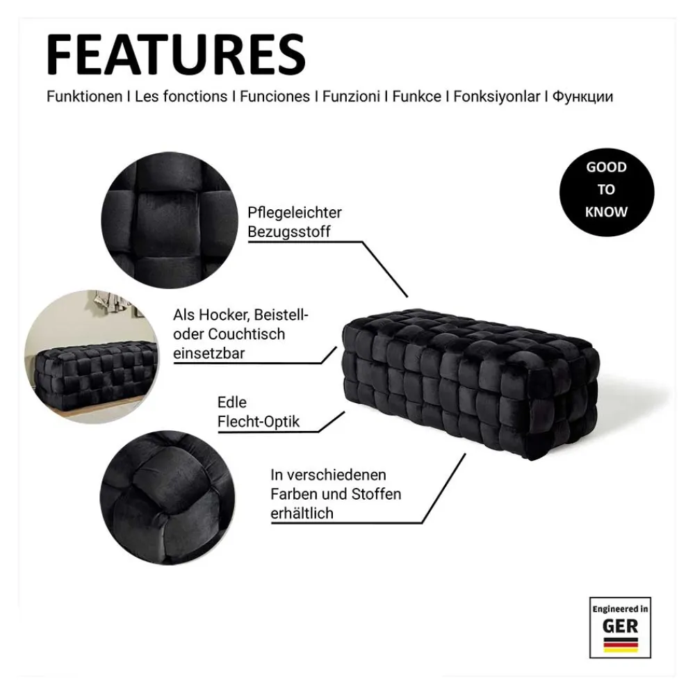 Samt Stoffbank Costian Polsterbänke|Schlafzimmerbänke