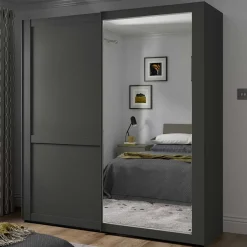 Hot Schiebetürenschrank Dunkelgrau Hierro Schiebetürenschränke