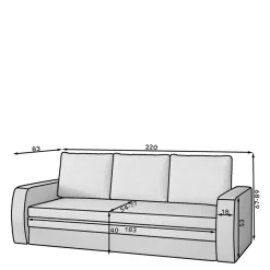 Outlet Schlafsofa Puerto 3 Sitzer Sofa|Schlafsofas