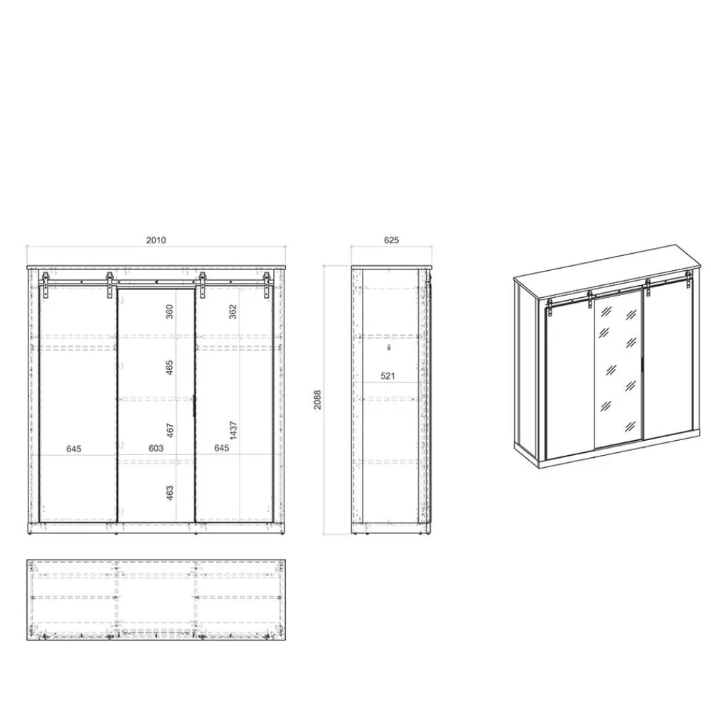 Schlafzimmerkleiderschrank Dionada*Pharao24 Outlet