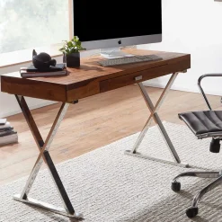 Schreibtisch Holz und Chrom Magdalina*Pharao24 Best