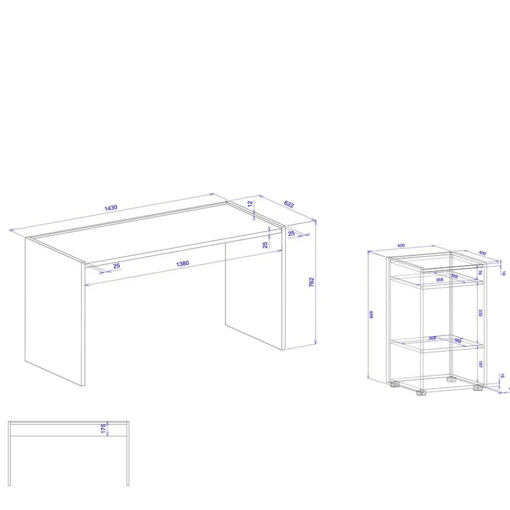 Schreibtisch mit Regal Uzniana*Pharao24 Outlet