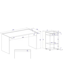 Schreibtisch mit Regalelement Rascian Schreibtische