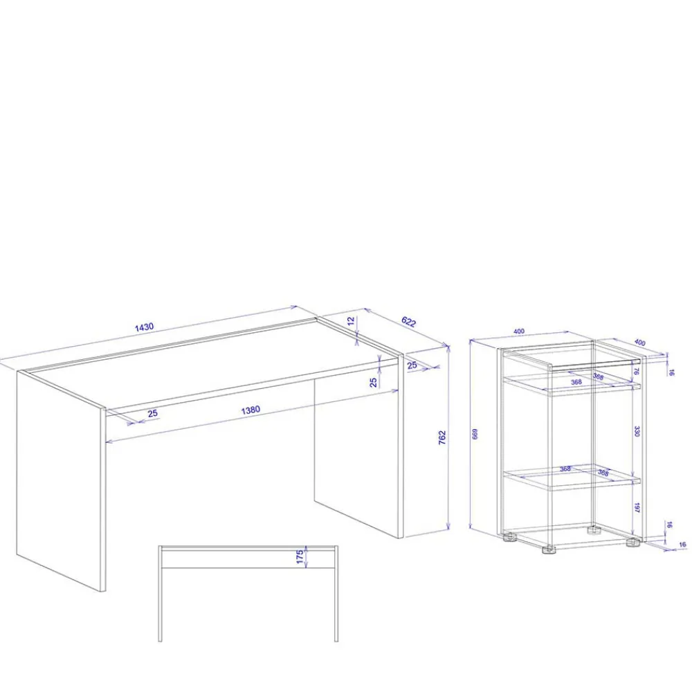 Schreibtisch mit Regalelement Rascian Schreibtische