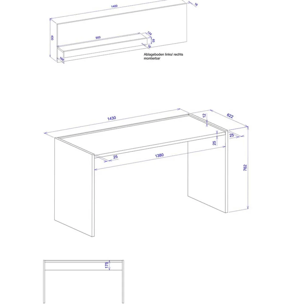 Schreibtisch mit Wandboard Rascian*Pharao24 Outlet