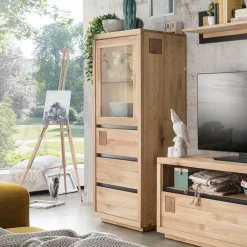 Schubladen Vitrine Shailina Massivholzmöbel|Wohnzimmerschrank