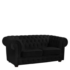 Schwarzes Chesterfield Ledersofa Vinzenzo Polstermöbel|Wohnzimmercouch