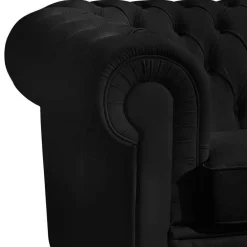 Schwarzes Chesterfield Ledersofa Vinzenzo Polstermöbel|Wohnzimmercouch