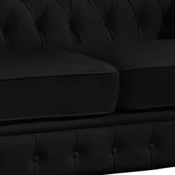 Schwarzes Chesterfield Ledersofa Vinzenzo Polstermöbel|Wohnzimmercouch