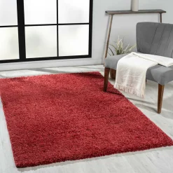 Shaggy Teppich Dunkelrot Fane Teppiche