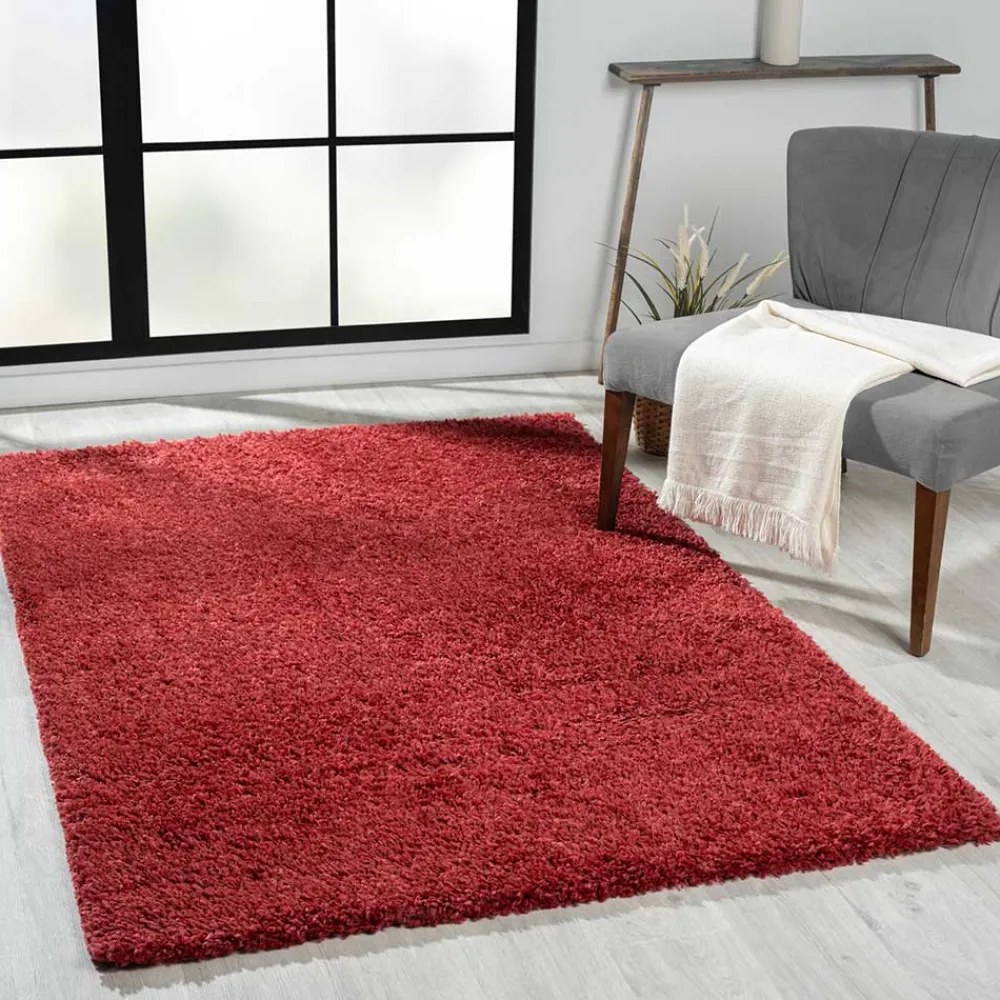 Shaggy Teppich Dunkelrot Fane Teppiche