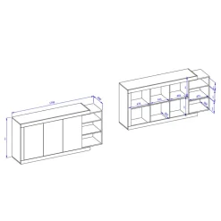 Hot Sideboard mit Regal Prismo Küchenkommode|Esszimmerkommoden