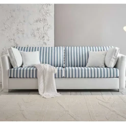 New Sofa blau weiß gestreift Nalyva Polstermöbel|Wohnzimmercouch