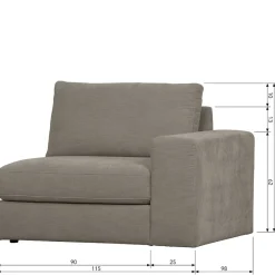 Online Sofa Element mit Armlehne rechts Fredoco Modulsofas|Einzelsofa
