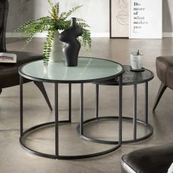 Outlet Sofa Tisch Set Runco Glastische