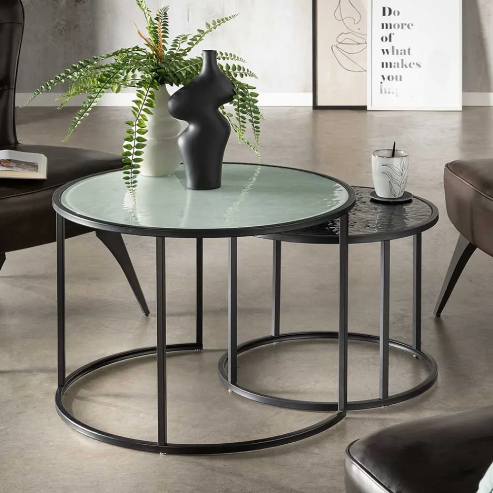 Outlet Sofa Tisch Set Runco Glastische