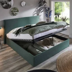 Best Stauraumbett Dunkelgrün 140x200 cm Florynn Funktionsbetten|Schubkastenbetten