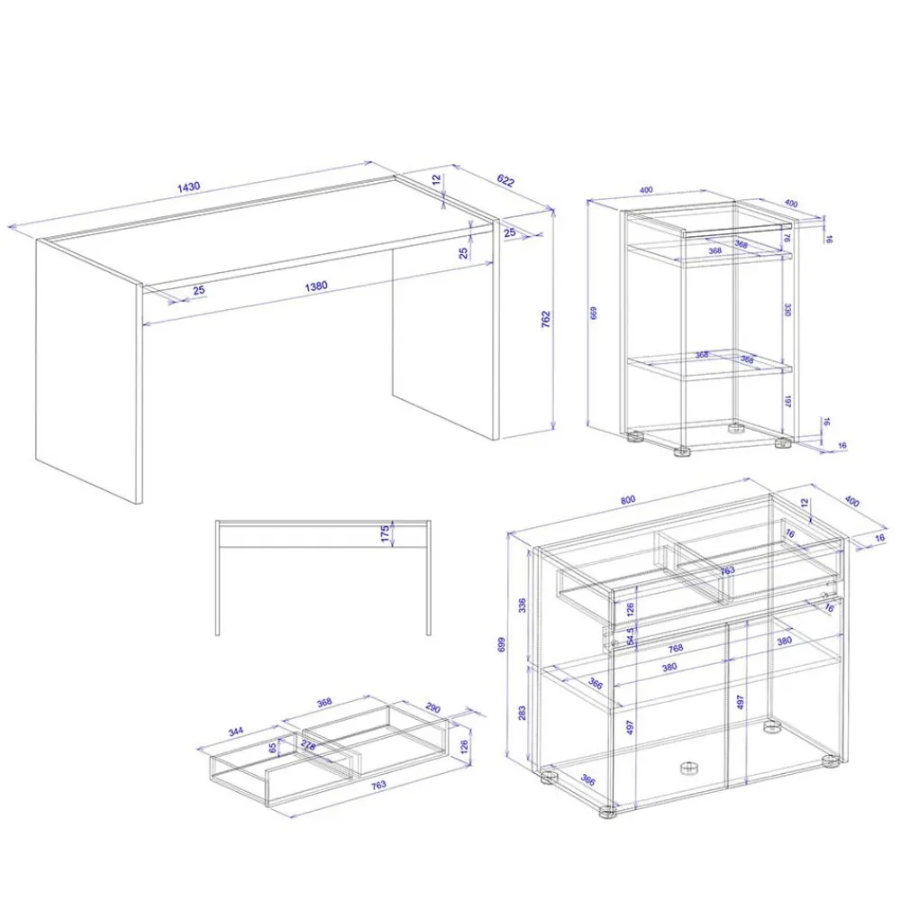 New 3-teiliges Büromöbelset Rascian Büromöbel Sets