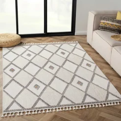 Teppich Beige und Weiß Abbie*Pharao24 New