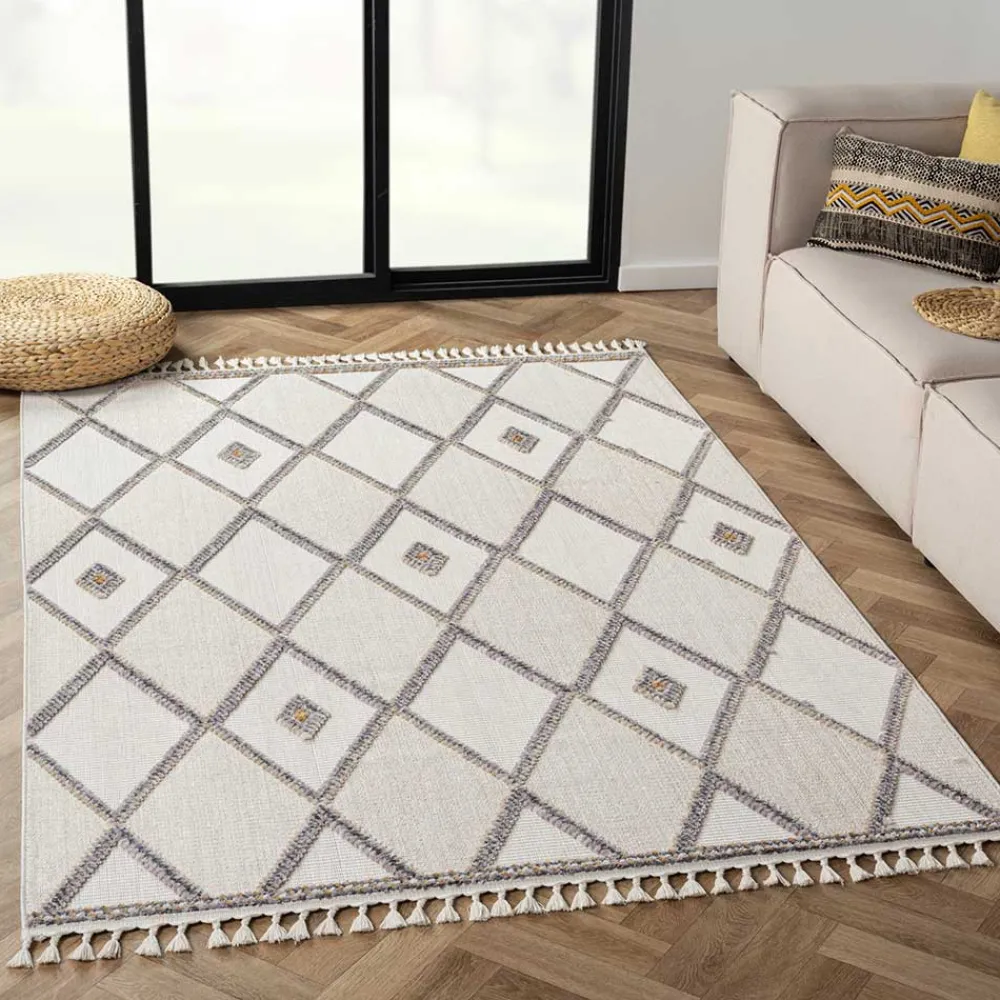 Teppich Beige und Weiß Abbie*Pharao24 New