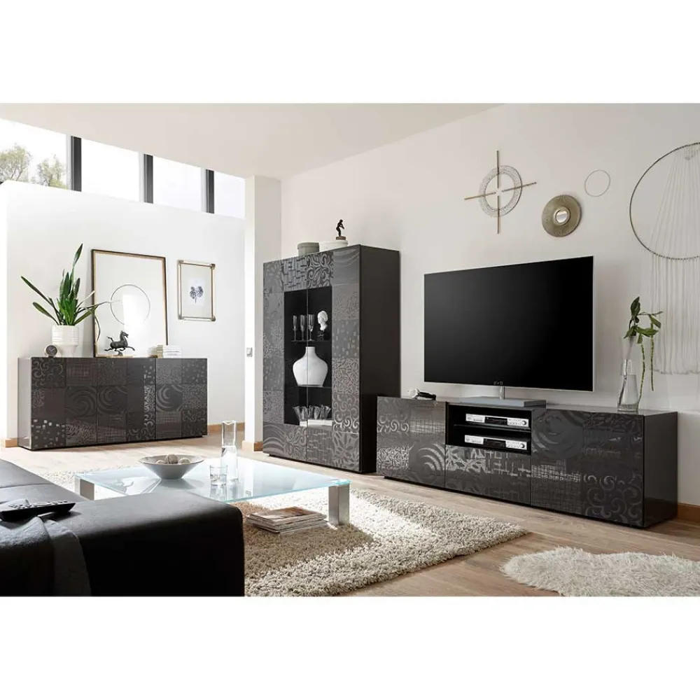 New TV Anbauwand Hancieda Moderne Wohnwände|Hochglanz Wohnwände