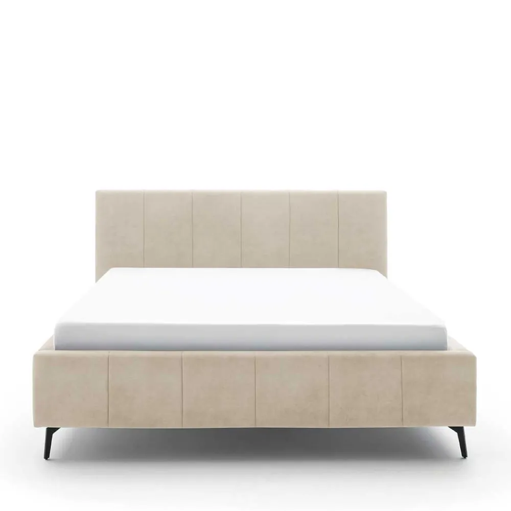 Best Velours Polsterbett Beige Sonna Doppelbetten|Funktionsbetten
