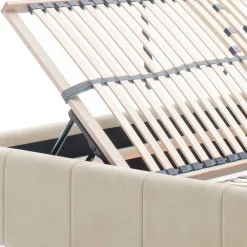 Best Velours Polsterbett Beige Sonna Doppelbetten|Funktionsbetten