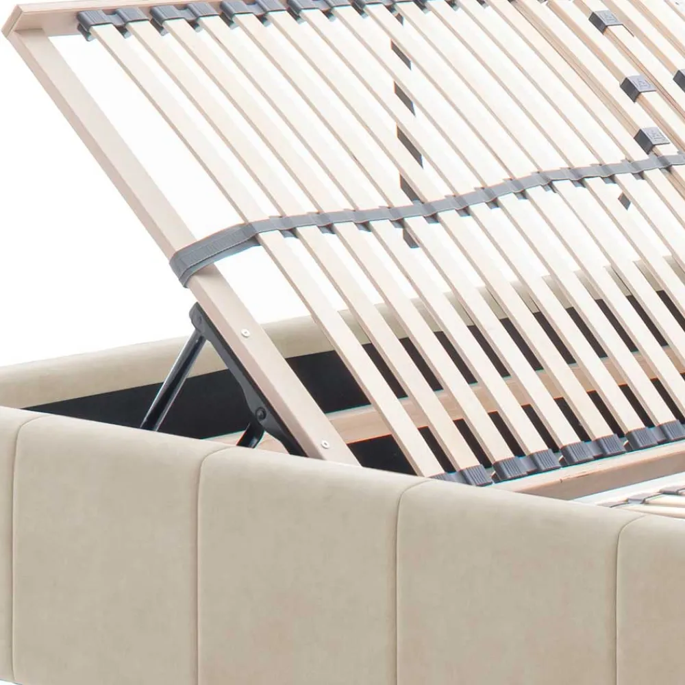 Best Velours Polsterbett Beige Sonna Doppelbetten|Funktionsbetten