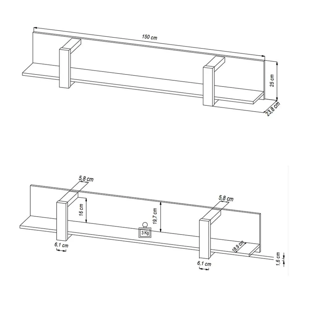 Wandboard Besi Wohnzimmerregale|Hängeregale