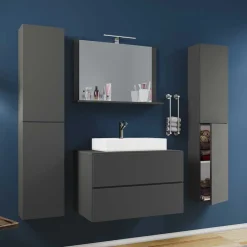 Outlet Waschplatz Set Anthrazit Kanmura Badmöbel Sets