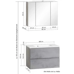 Best Waschplatz Set modern Fregato Badmöbel Sets