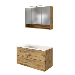 New Waschtisch und LED Spiegelschrank Dolveran Badmöbel Sets