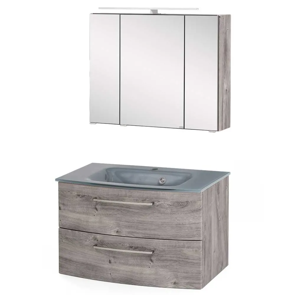 Discount Waschtisch und Spiegelschrank Isdrina Badmöbel Sets