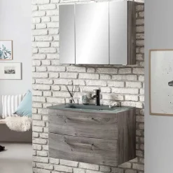 Discount Waschtisch und Spiegelschrank Isdrina Badmöbel Sets