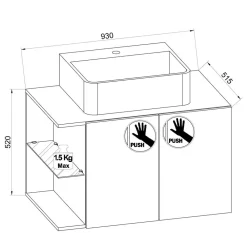 Hot Waschtischschrank mit Becken Pseidoca Waschbeckenunterschränke|Bad Unterschränke
