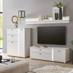 Discount Weiße Design Wohnwand Constantin Moderne Wohnwände|Wohnwand 250 Cm