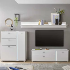 Discount Weiße Design Wohnwand Constantin Moderne Wohnwände|Wohnwand 250 Cm