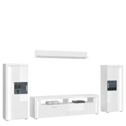 Best Weiße Wohnzimmer Anbauwand Countrys Moderne Wohnwände|Hochglanz Wohnwände