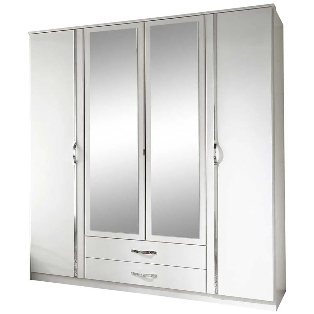Weißer Schlafzimmerschrank Alkatar Drehtürenschränke|Jugendkleiderschrank