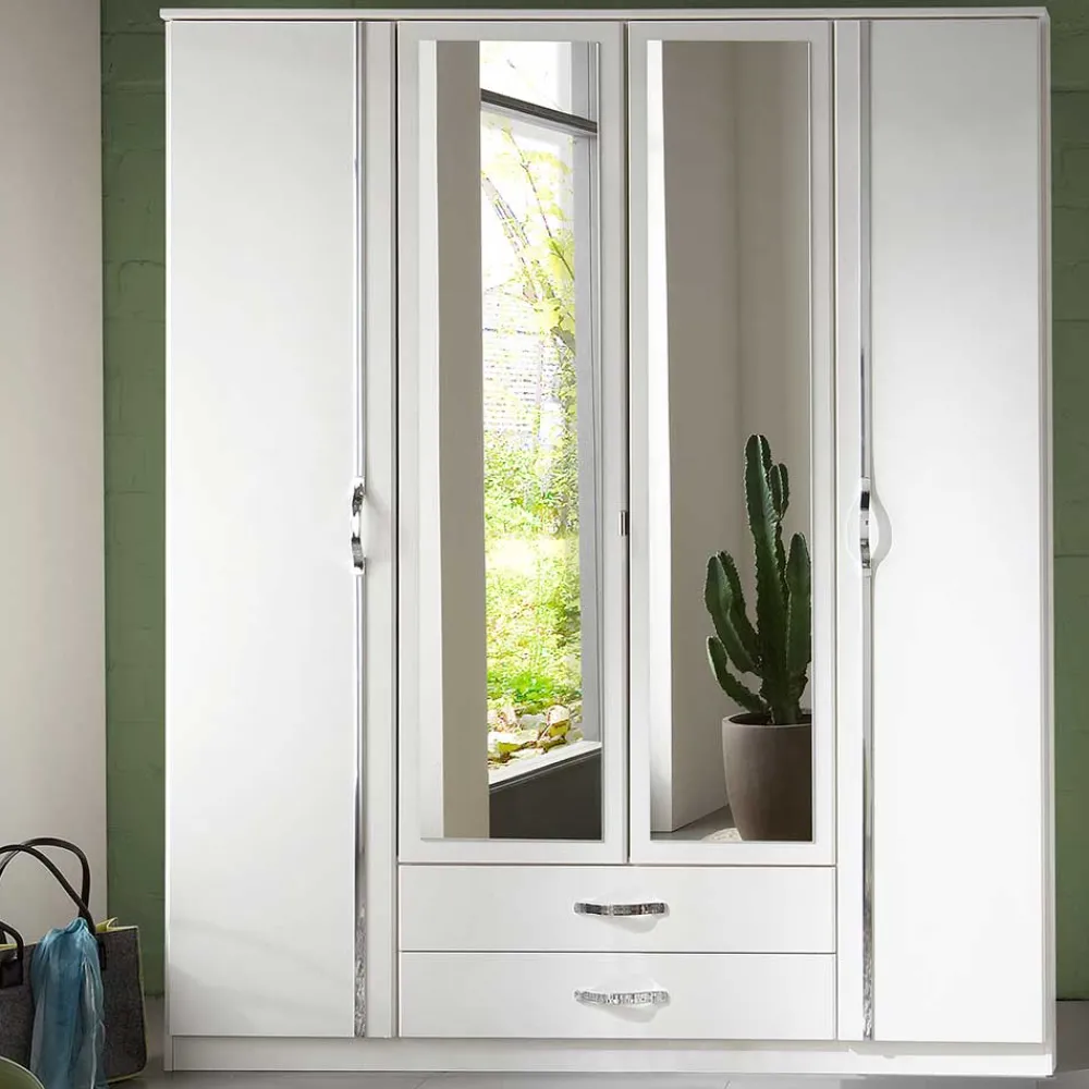 Weißer Schlafzimmerschrank Alkatar Drehtürenschränke|Jugendkleiderschrank