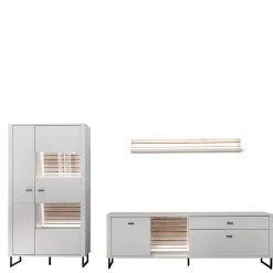 New Wohnwand weiß modern Polar Wohnzimmerschrank|Wohnwand 300 Cm