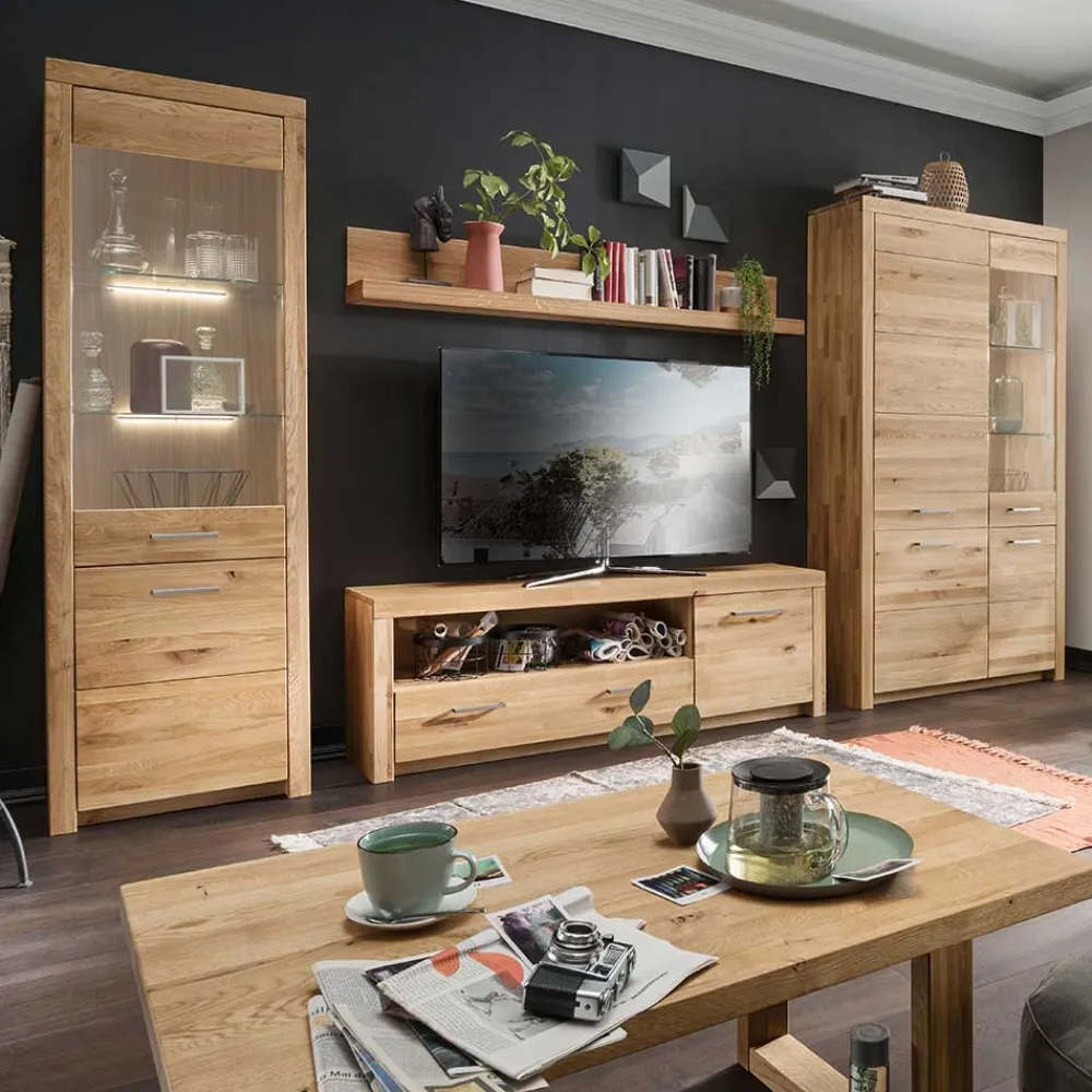 Discount Wohnwand Wildeiche Divrina Wohnwand 350 Cm|Moderne Wohnwände