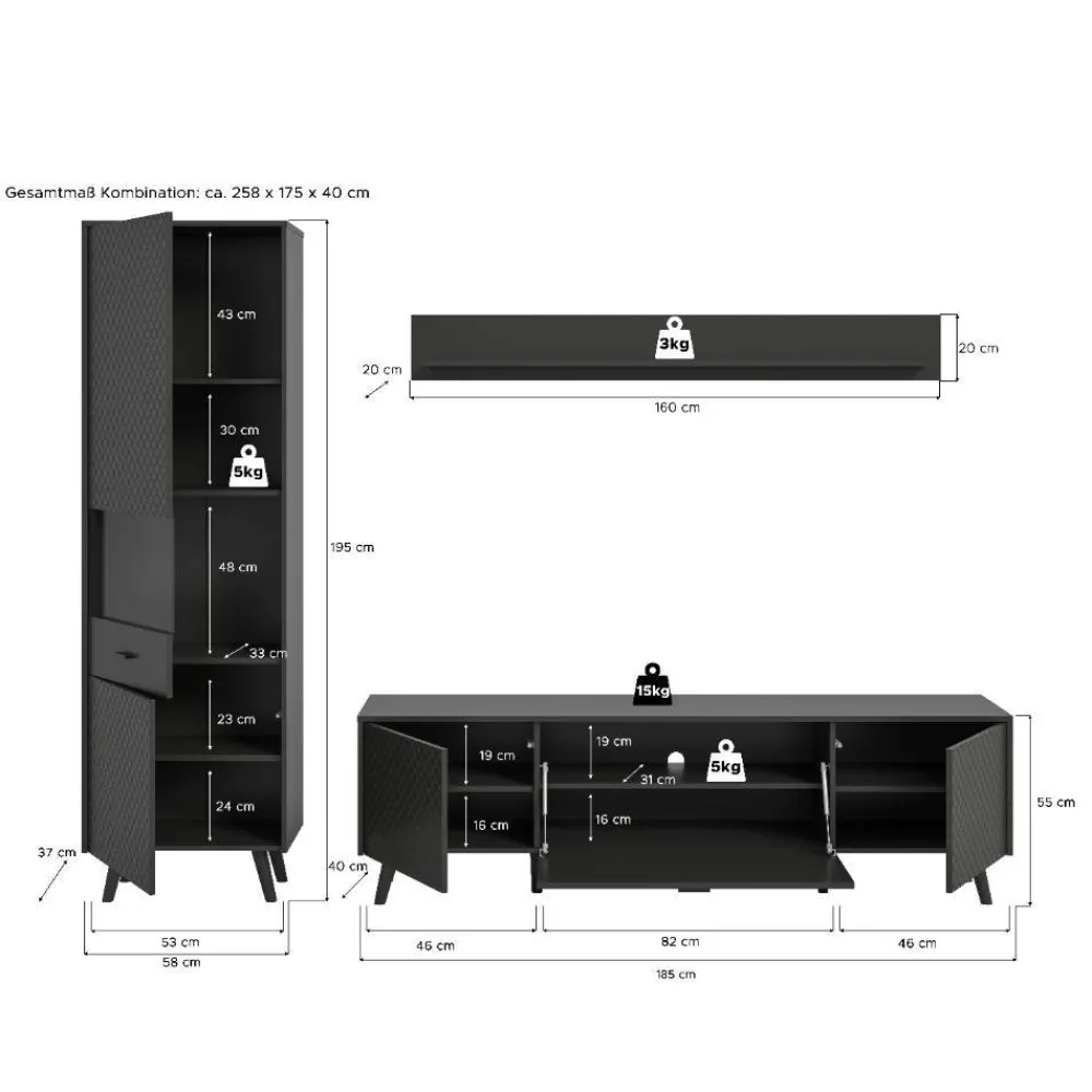 Wohnzimmer Anbauwand Ratisca*Pharao24