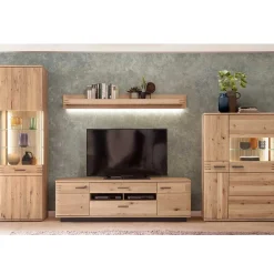 Outlet Wohnzimmer Anbauwand Wupnia Wohnwand 350 Cm|Massivholz Wohnwände