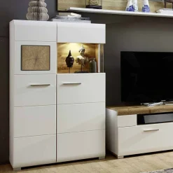 New Wohnzimmer Highboard Drucana Vitrinenschrank|Wohnzimmervitrinen