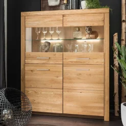 Wohnzimmer Highboard Wildeiche Divrina Wohnzimmerkommoden|Vitrinenschrank