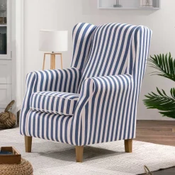 Clearance Wohnzimmer Sessel Streifen Taba Ohrensessel
