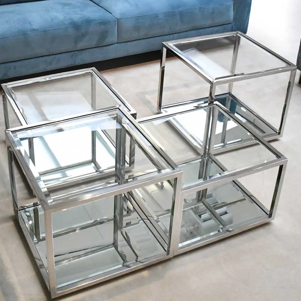 Outlet Wohnzimmer Tisch Satz Juareza Glastische